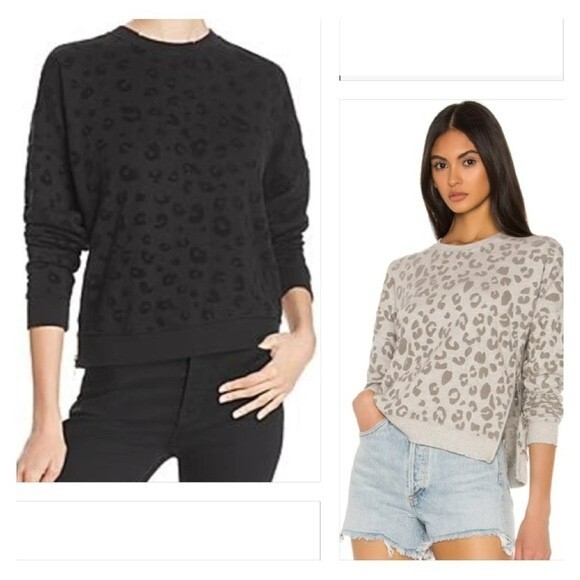 Rails Black Marlo Flocked Leopard Textured With Side Zip Sweatshirt Size S - Picture 1 of 13